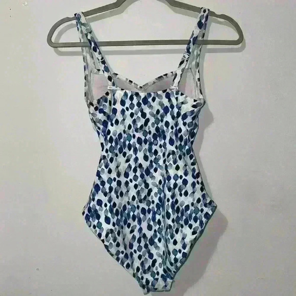 Niptuck Swimsuit One Piece White Blue petal plunge | Size 4 - Picture 6 of 8